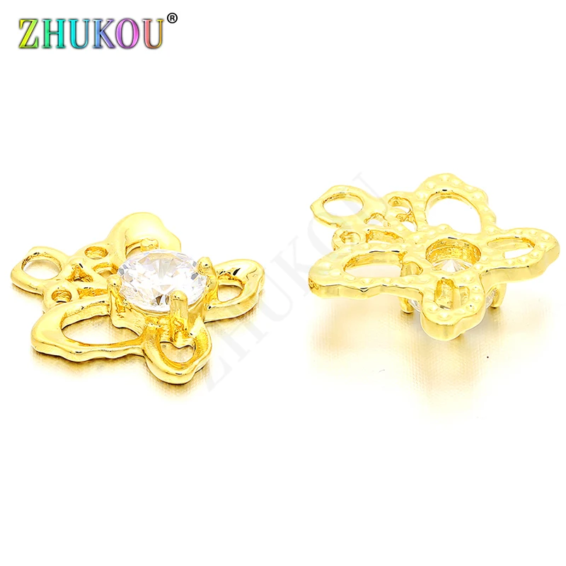 

13*13mm Brass Cubic Zirconia Butterfly Charms Pendants DIY Jewelry Findings, Hole: 2mm, Model: VD30