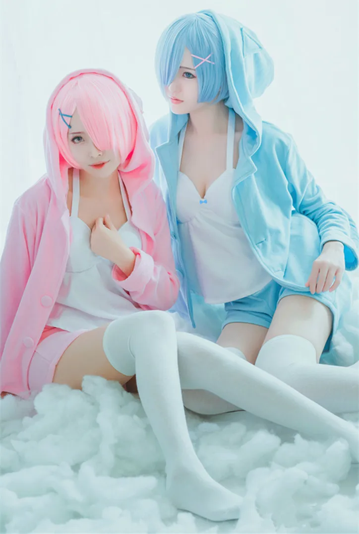 Re:Zero kara Hajimeru Isekai Seikatsu Cos Rem Ran косплей синий каток Повседневная Пижама с мультяшным
