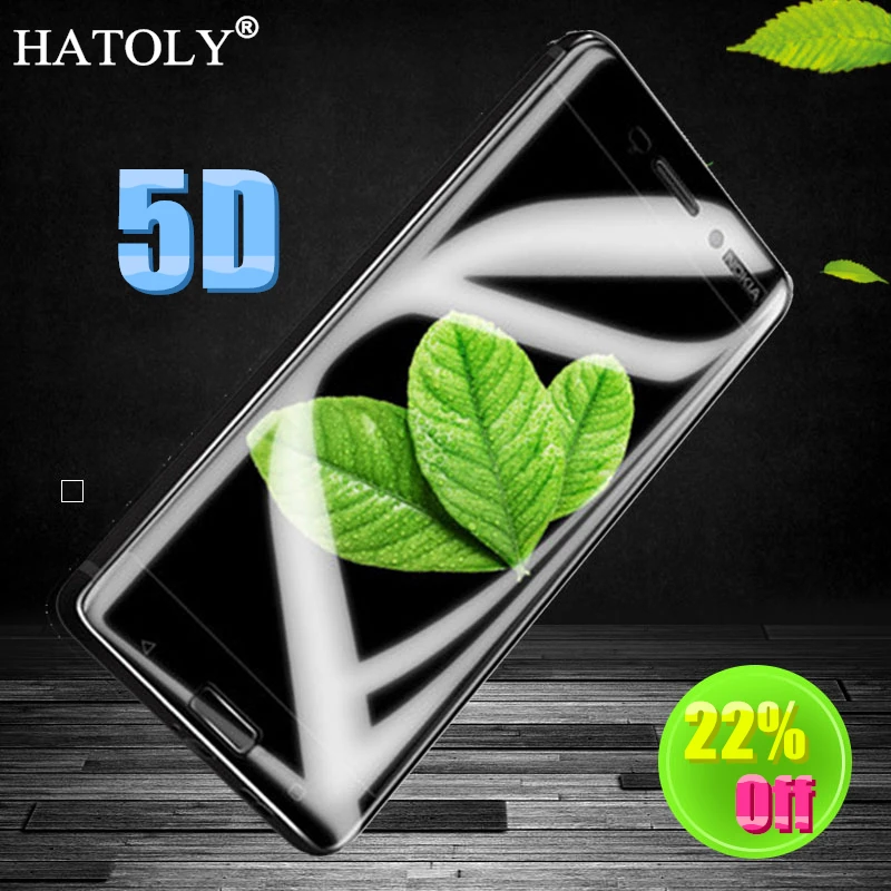 

HATOLY 5D Tempered Glass for Nokia 6 Screen Protector For Nokia 6 ta-1021 Full Cover Film for Nokia 6 64gb Protection Glass 5.5"
