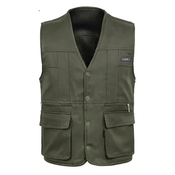 

New Arrival Summer Cotton Casual Breathable Men Vest for Shooting Clothes Reporter Vest Jackets Multi-pocket Photography Vest