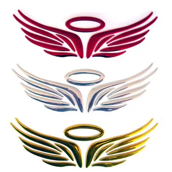 

3 D Sell Like Hot Cakes Angel Wings Sticker Metallic Simple Sense Soft Solid Glue Stick FOR MAZDA VW Cartoon Car Logo Stickers