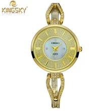 2015 Luxury Brand KINGSKY Bracelet Watch Women Dress Watch Quartz Analog Flower Solid Ladies Wristwatch Dropship