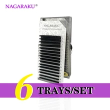 Nagaraku 6 чехлов оптом, 7~ 15 мм микс 16 рядов/лоток норка наращивание ресниц, натуральные ресницы, Индивидуальные ресницы, накладные ресницы