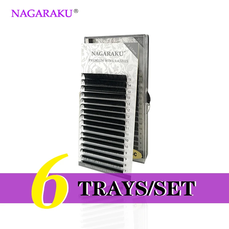 

NAGARAKU 6 cases wholesale, 7~15mm MIX 16rows/tray mink eyelash extension,natural eyelashes,individual eyelashes,false eyelash
