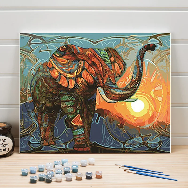 

Painting Paint By Numbers Animals Abstract Elephant DIY Wall Pictures For Living Room Canvas Acrylic Coloring Art Adults Drawing