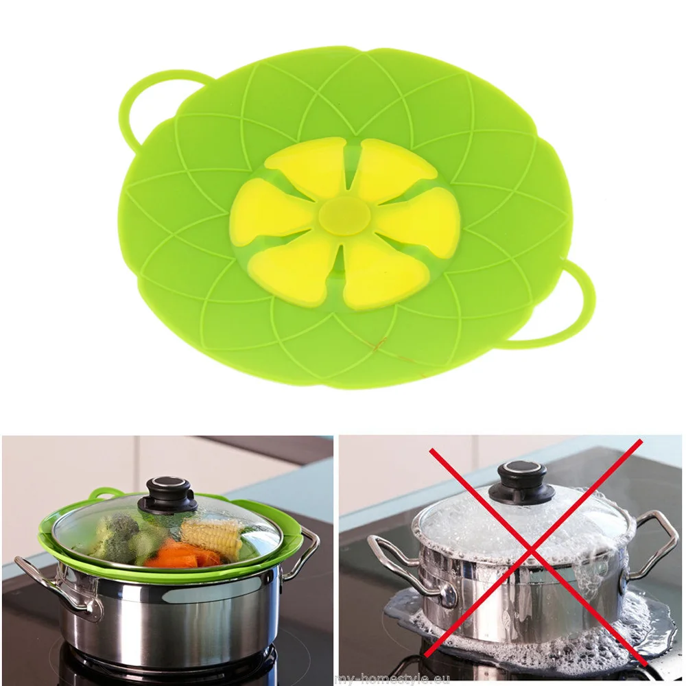 

ZORASUN Multi-Function Cooking Tools Flower Cookware Parts Silicone Over Spill Lid Stopper Oven Safe for Pot Pan 10 Inch