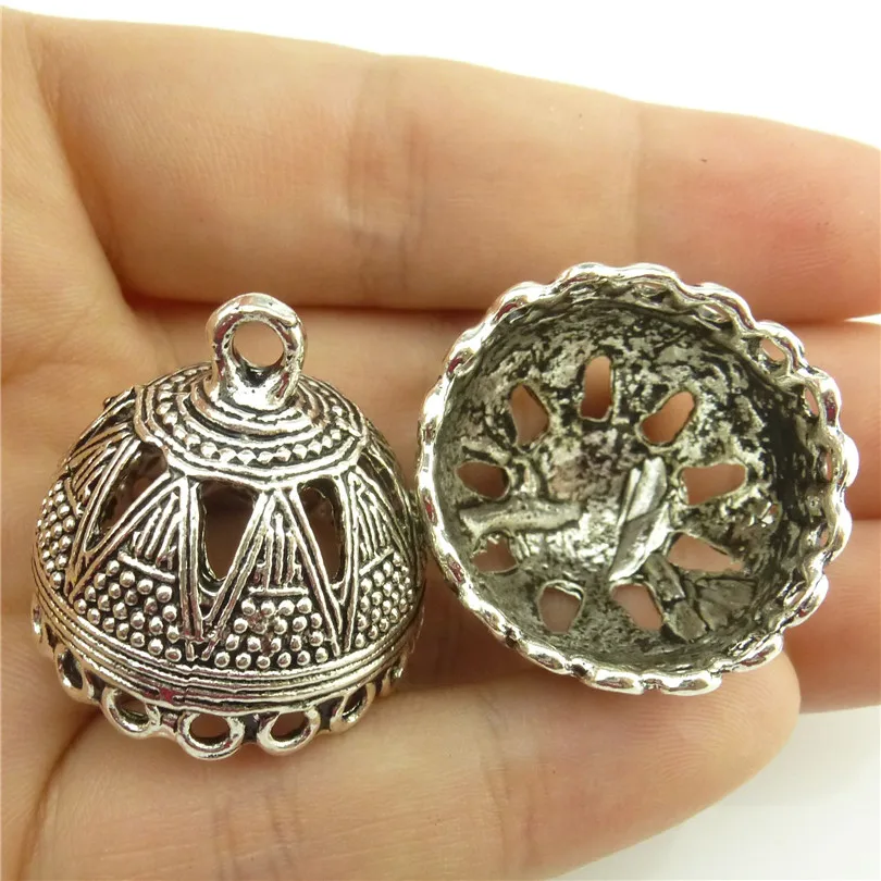 Искусственная кожа 2 шт. ретро Серебряная филигранная подвеска с кисточкой