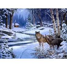 

Frameless Snow Wolf Animals Diy Painting By Numbers Modern Wall Art Picture Acrylic Paint For Unique Gift On Wall 40 *50cm Arts