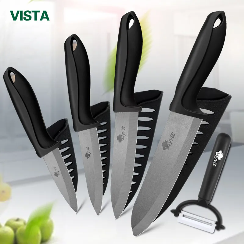 Myvit керамический нож 3, 4, 5, 6 дюймов, кухонный нож для нарезки фруктов, овощей, циркония, Черное лезвие, поварские ножи, кухонные инструменты