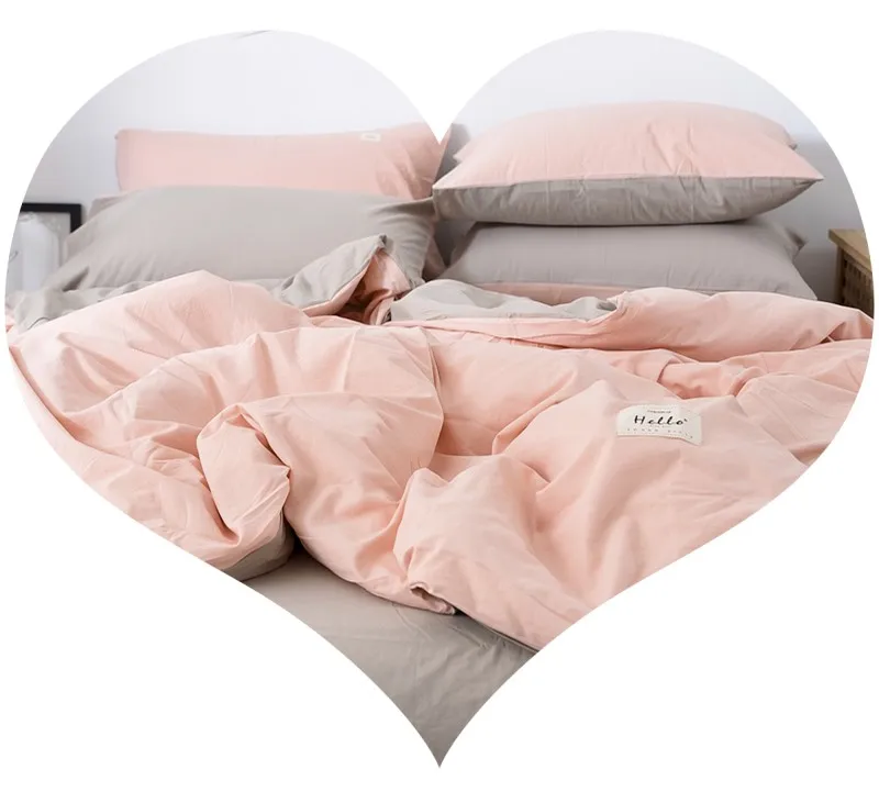 

100% Cotton Stone Washed bed linen pre-washed soft bedding yarn dyed duvet cover flat sheet pillowcase quilt covers