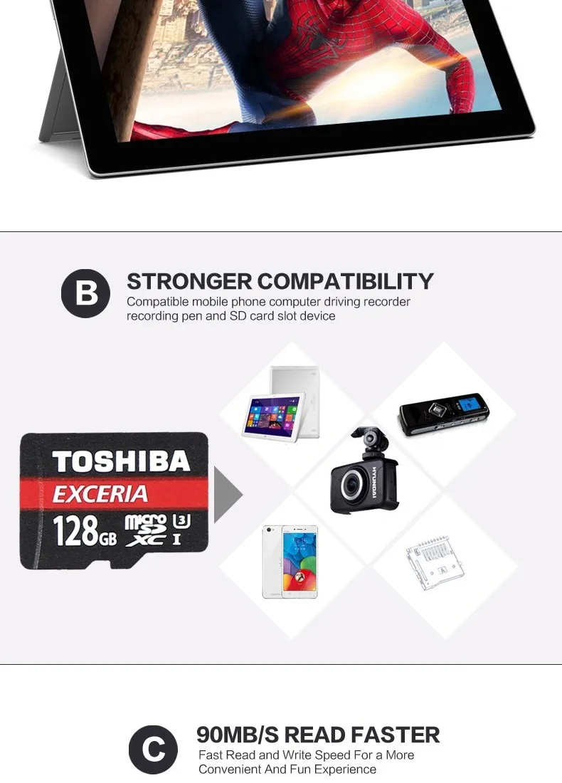Карта памяти TOSHIBA Micro SD Card 128 GB Class10 UHS-1 SDXC флэш памяти Microsd для смартфонов/Таблица 100 м/с U1 Бесплатная доставка