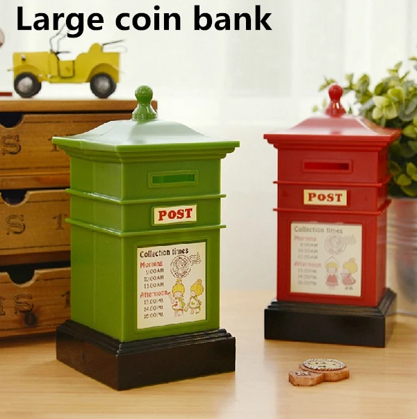 Large plastic money box Vintage mailbox Coin Bank Atm Moneybox Piggy bank kids Toy Decorative