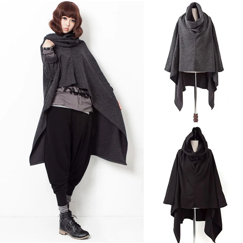 

LANMREM 2019 Spring New Fashion Casual Women Jacket Loose Plus Irregular Sleeves Solid Color Cloak TC167