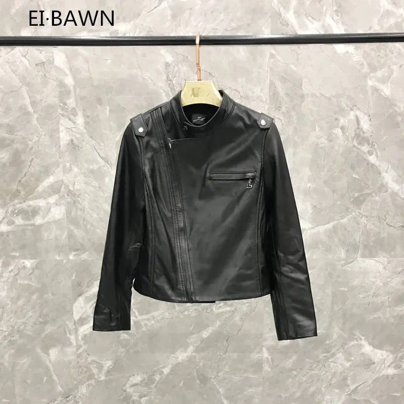 2019 spring version of sheepskin motorcycle jacket leather women's jacket short Slim was thin real leather jacket