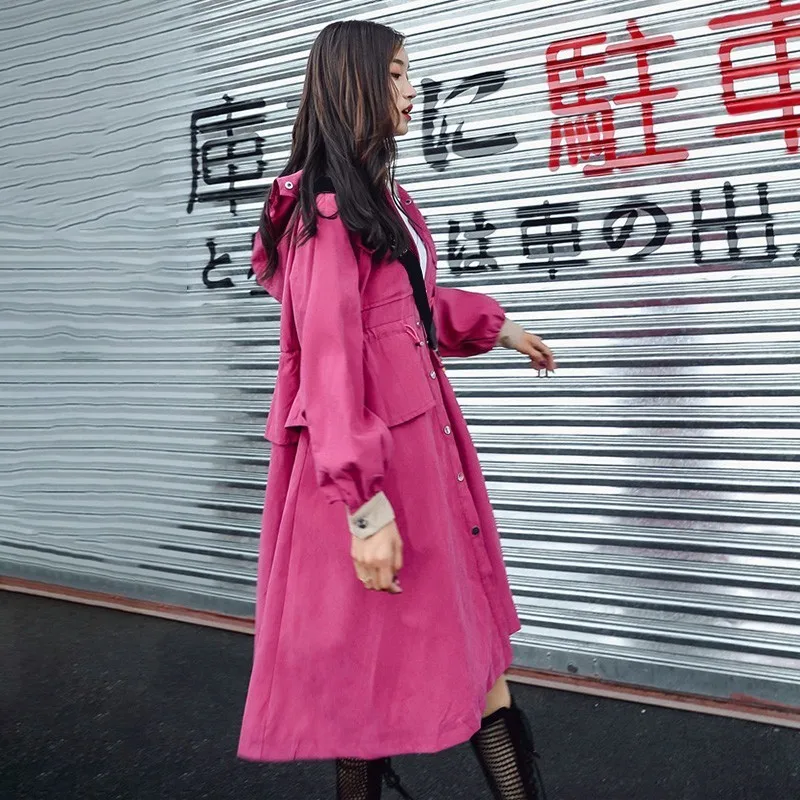 Lacets 2018 Coupe De Printemps Mode Femmes Tranchée Manteau Taille Coréenne vent Volants À Femelle Automne Capuche Haute Vestes Vêtements 4ggrU0qCw
