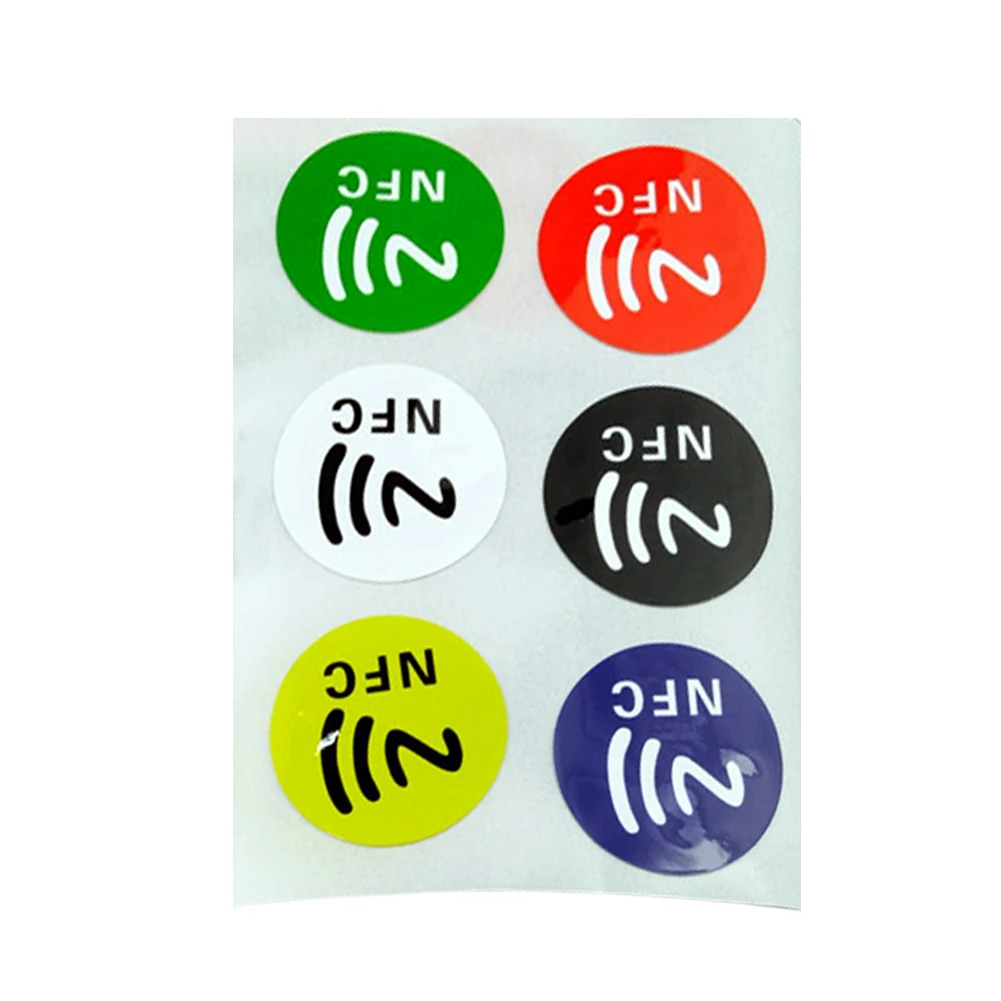 

6pcs NFC Stickers Ntag 213 Chip RF Card 13.56MHz High Frequency Adhesive Label Universal Round 144Byte Waterproof Smart Tag