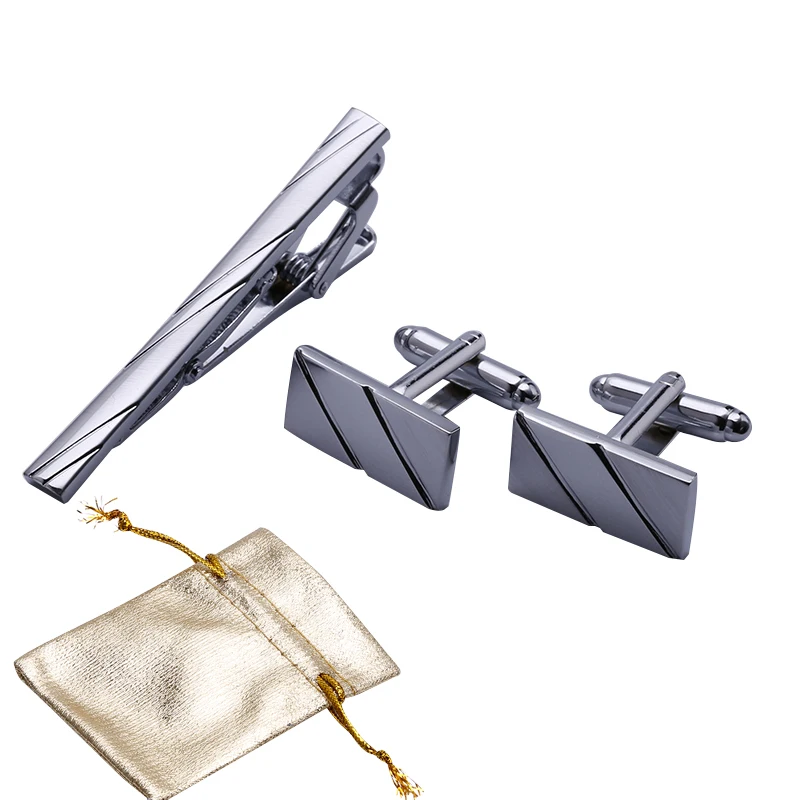 1Sets Men's Stainless Steel Exquisite GQ Cufflink and Tie Clip Set