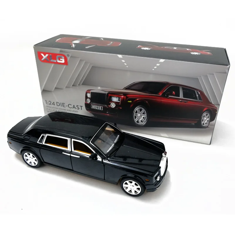 1:24 Diecast Alloy Car Model Rolls Royce Phantom Metal Toy Car Wheels Simulation Sound Light Pull Back Car Collection Kids Gift
