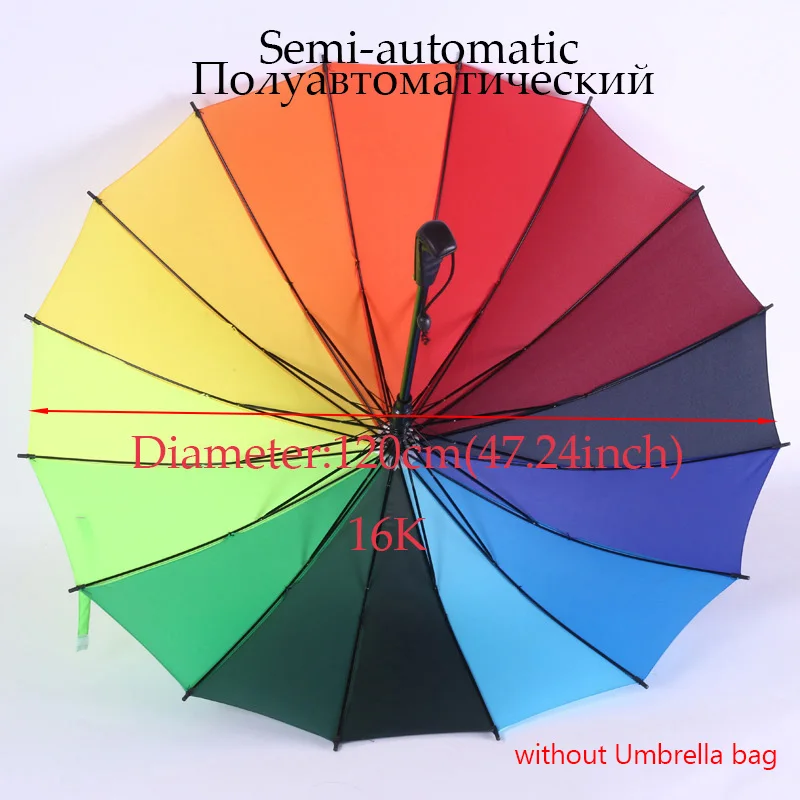 Fashion Women parasol Rainbow Umbrella Big Long Handle Straight Colorful Umbrella Female Sunny And Rainy Umbrella - Цвет: Automatic16k