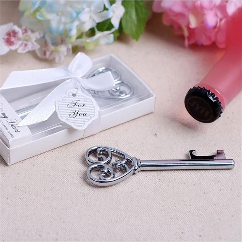 1Pcs Creative Silver Key Bottle Opener Wedding Favors And Gifts Wedding