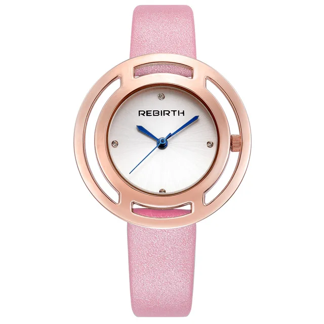 2017 Luxury Brand REBIRTH Quartz Watches Lady Leather Strap Watch Dress Women Wristwatch Waterproof Relogio Feminino