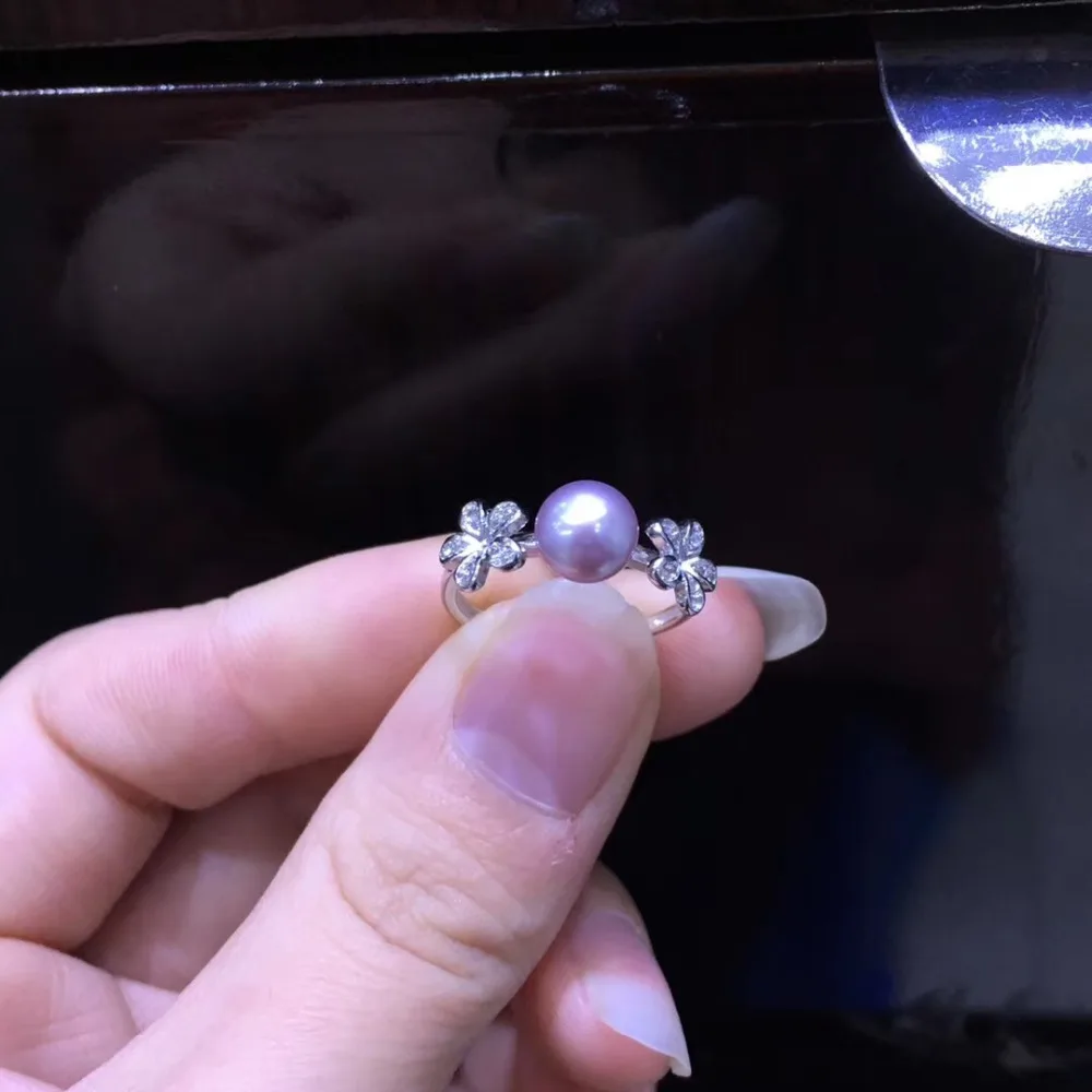 YIKALAISI ювелирное изделие из стерлингового серебра 925 пробы, Ювелирное кольцо с жемчугом для женщин, натуральный пресноводный жемчуг 7-8 мм
