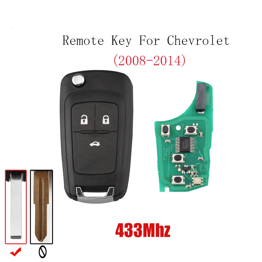 433/315 МГц Автомобильный Дистанционный ключ HU100 лезвие для Chevrolet Malibu Cruze Aveo Spark Sail 2008