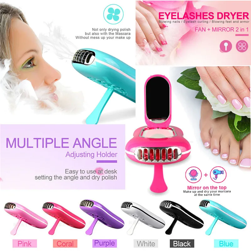 

Mini USB Air Conditioning Blower Pre Made Volume Fans For Eyelash Extension Makeup Nail Quick Dryer With Mirror 2019 Hot Sale