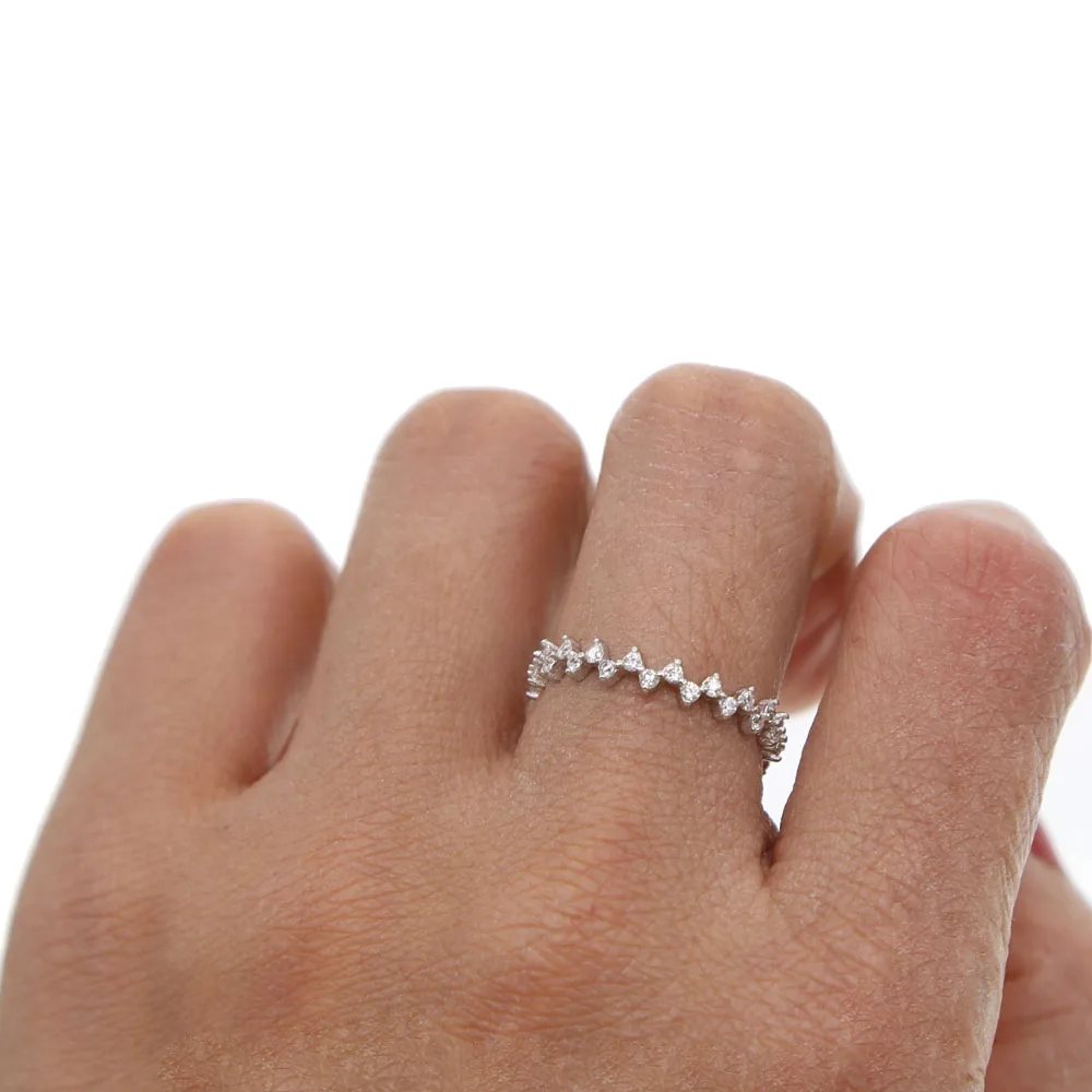 100% 925 sterling silver fine cz ring Wave band full cz eternity lovely jewelry engagement classic women girl eternity rings