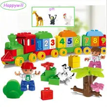 Happywill Gift bag sticker HM136 Big Blocks Number Train Building Set Compatible Educational Toys DIY Baby
