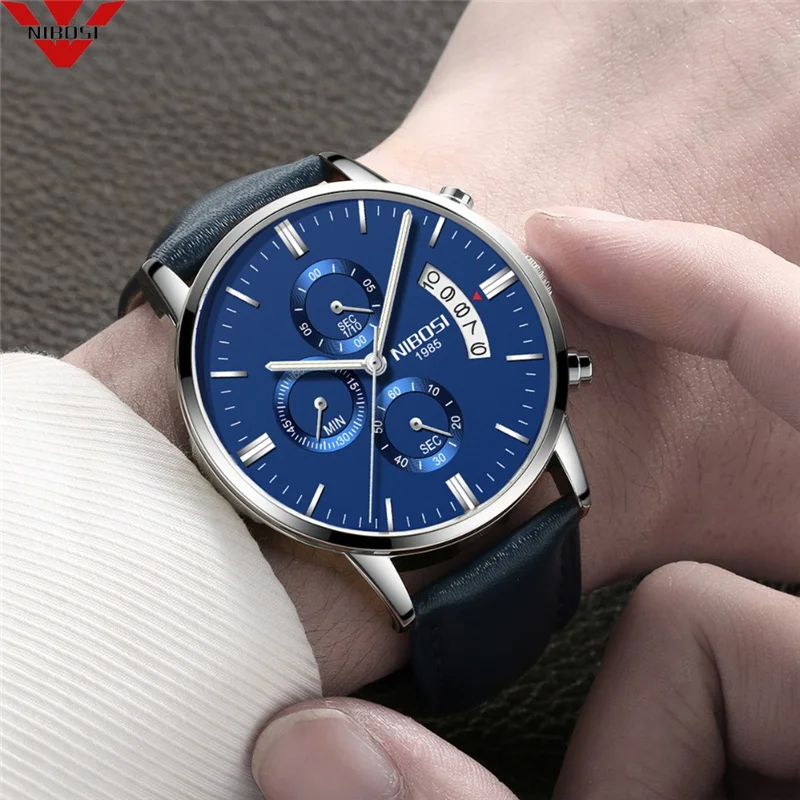 NIBOSI Relogio Masculino мужские спортивные часы с хронографом модные повседневные золотые