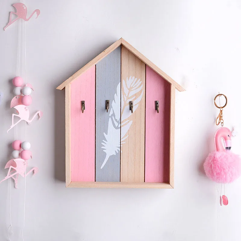 

Wooden Storage Hook For Key Hanger Shelf Kitchen Organizer Wall Decor Hanging Hooks Wall-mounted Room Decoration Rack