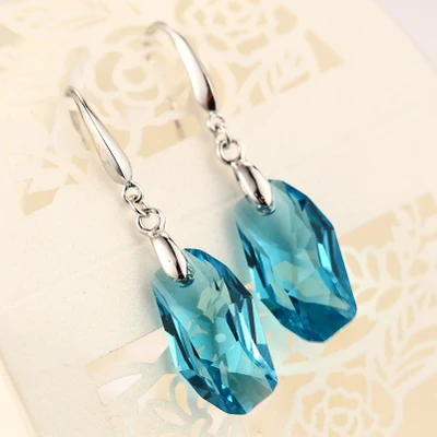 

Long lady's 925 Silver Natural Blue Chanti International Pure Silver Dazzling ONYX LONG Drop Natural Stone EARRINGS