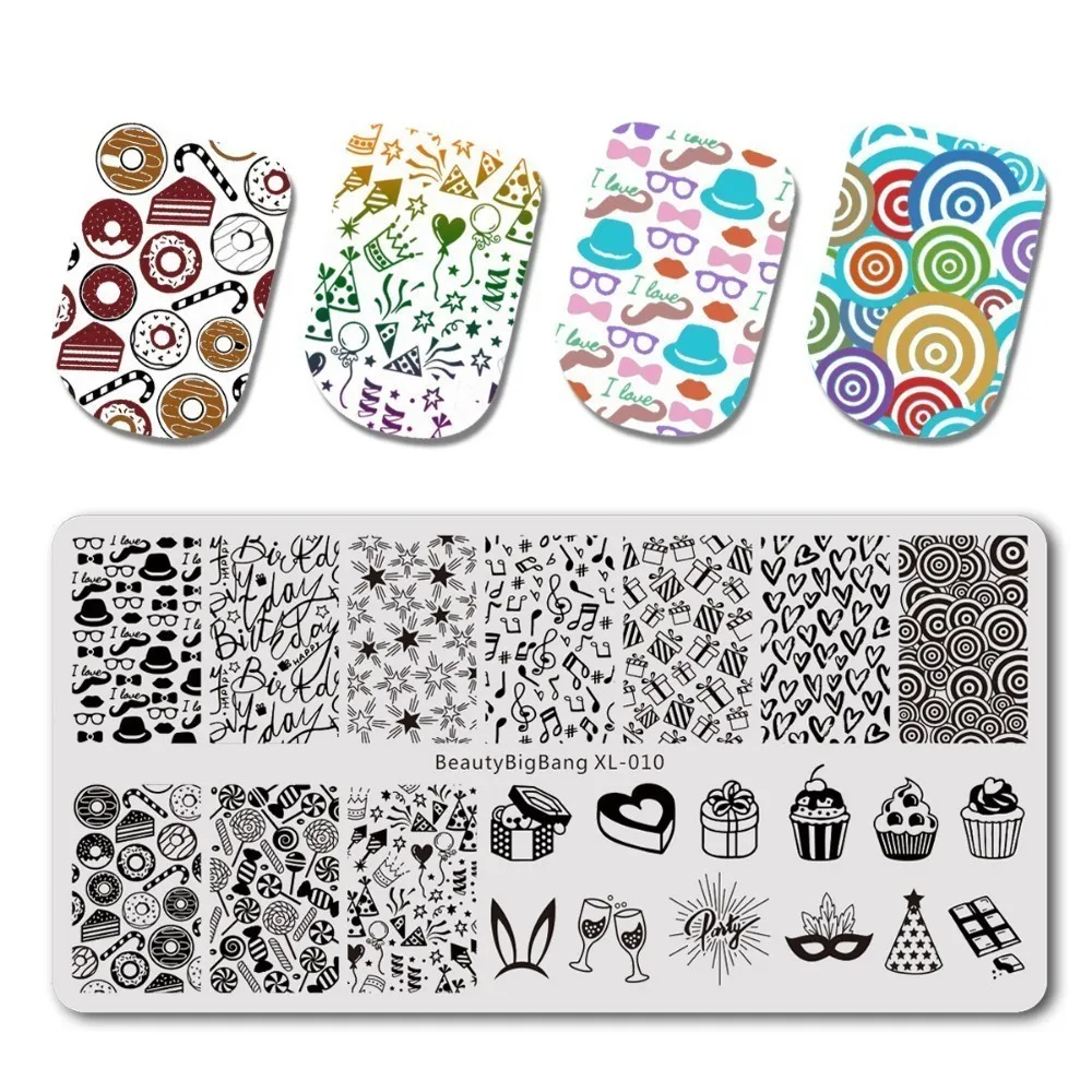 BeautyBigBang 6*12cm Rectangle Nail Stamping Plate Summer Flower Rose Leaves Image Plate Nail Template Nail Art Stencil - Цвет: 10