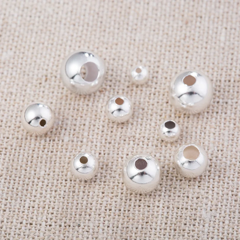 1 Paquete De Cuentas Redondas De Plata De Ley 925 De 2-10MM, Paciador Para Pulsera DIY, Costura, Joyería De Disfraz, Suministros De Accorios - AliExprs