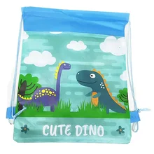 Рюкзак с объемным принтом динозавра из мультфильма для мальчиков, сумка на шнурке из нетканого материала, Пыленепроницаемая Экологичная сумка для хранения детей