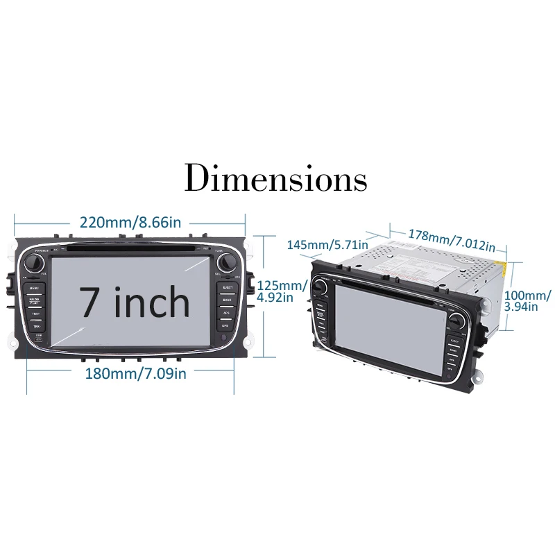 Sale 2 din Android 8.1 Quad Core Car DVD Player GPS Navi for Ford Focus Mondeo Galaxy with Audio Radio Stereo Head Unit Free Canbus 1