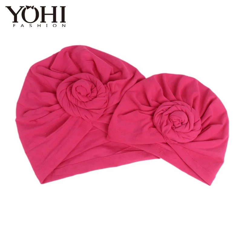 New Fashion Mommy and kids turban Hat Cap with Big Bow Soft Cute Knot Nursery Beanie knotted headban popular beanies hats