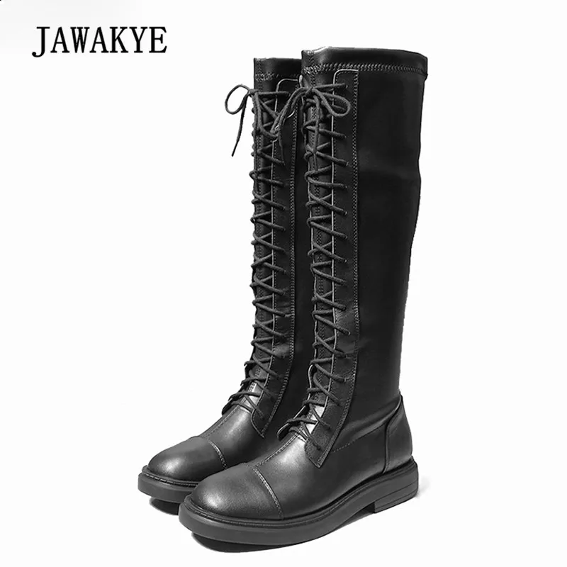 Rond Date Genou Piste Noir En Bout Lace Chevalier Cuir Lady Pour Bottes Chaussons Femmes Up Haute Black zgzrqxB4w