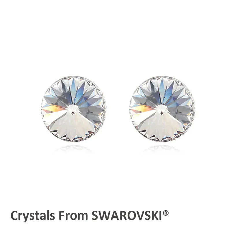 Женские серьги гвоздики с кристаллами Ms Betti простые круглые SWAROVSKI SS39 для