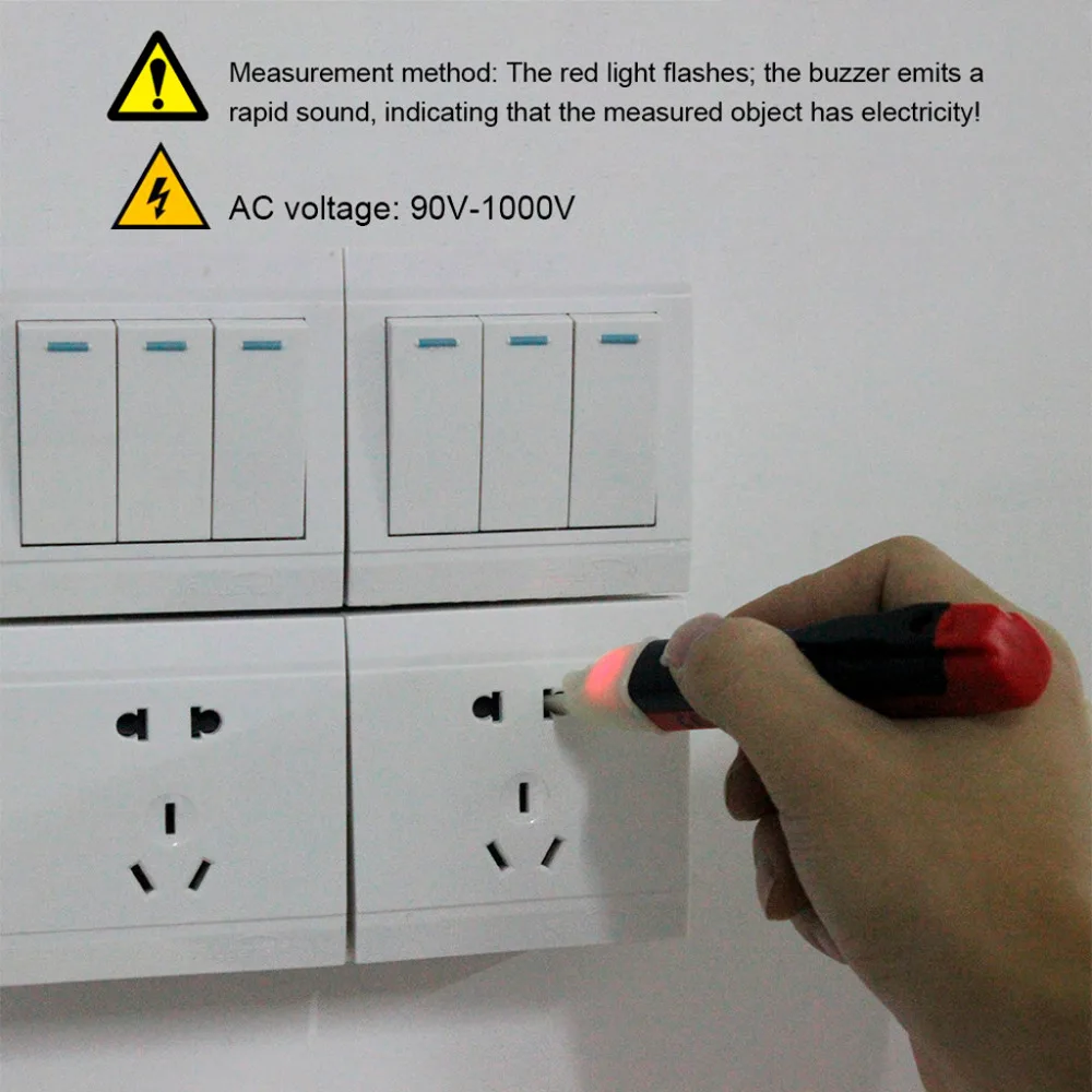 

Electricity Detector Test Pencil LED Light AC Electric Voltage Tester Volt Alert Electricians Autos Measurement Ohmmeter Digital