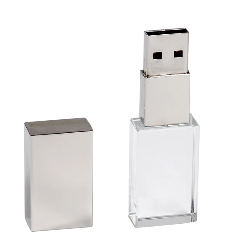 POWERONE "кристалл usb палочки 3d печать логотип на заказ 4GB 16GGB 32GB 64GB usb флэш-накопитель прозрачное стекло(более 10 шт бесплатный логотип - Цвет: Silver