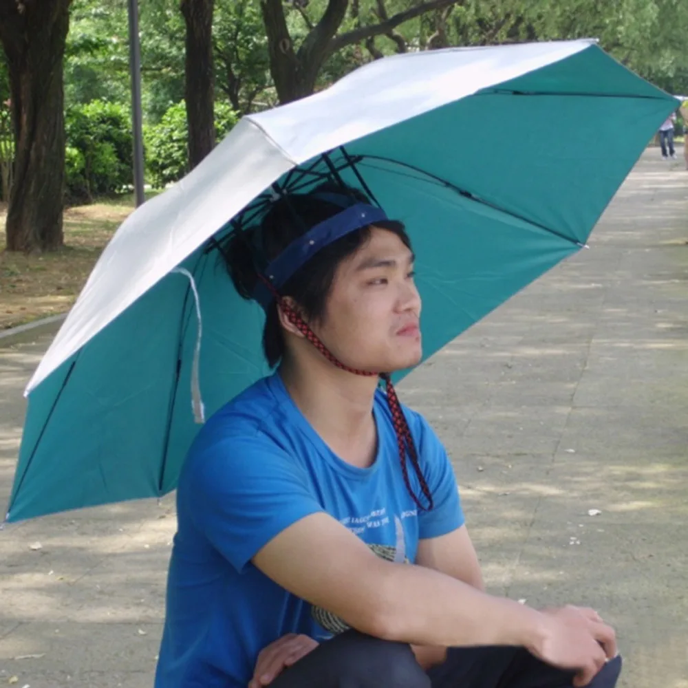 Foldable Head Umbrella Hat Sun Rain Fishing Umbrella Hat Cap Portable Beach Umbrella Outdoor