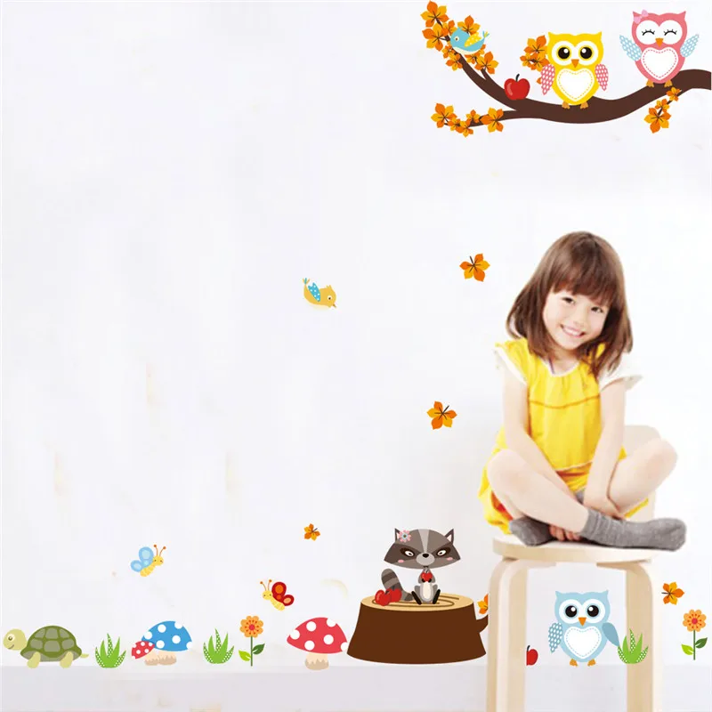% Cartoon Forest Tree Branch Animal Owl Monkey Bear Deer Wall Stickers For Kids Rooms Boys Girls Children Bedroom Home Decor % Cartoon Forest Tree Branch Animal Owl Monkey Bear Deer Wall Stickers For Kids Rooms Boys Girls Children Bedroom Home Decor