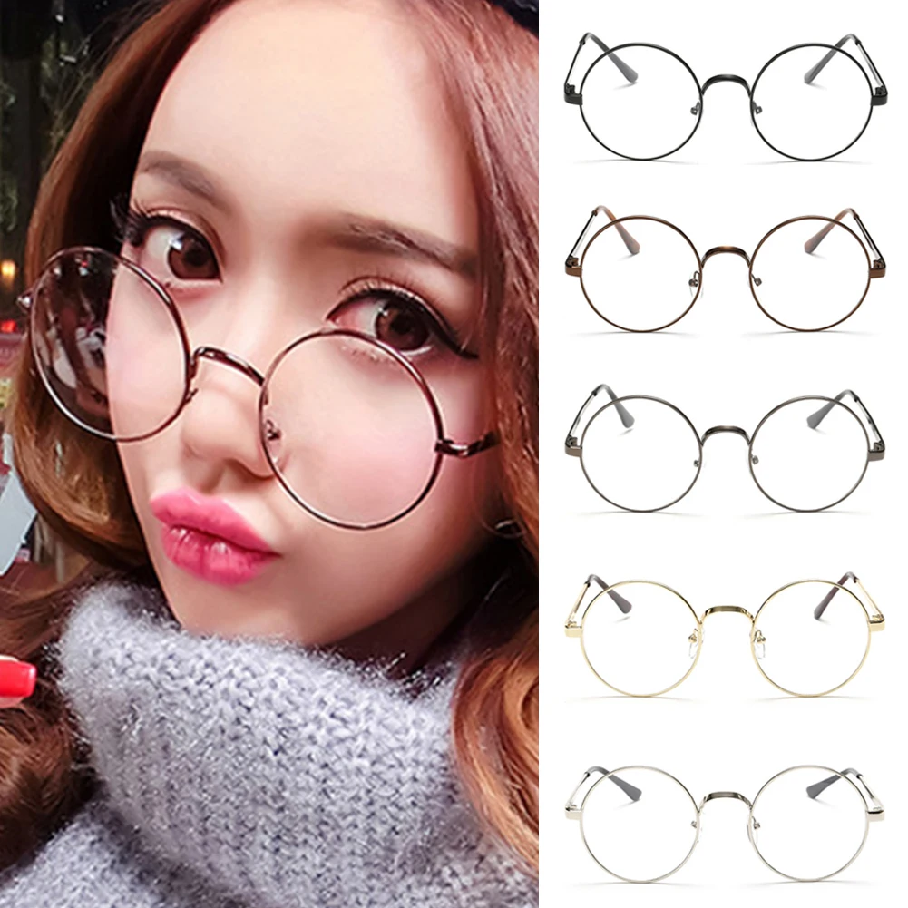 Ретро больших размеров в Корейском стиле круглые очки с оправой, прозрачные линзы, Для женщин Для мужчин ретро золотые очки оптические оправы очков Винтаж очки