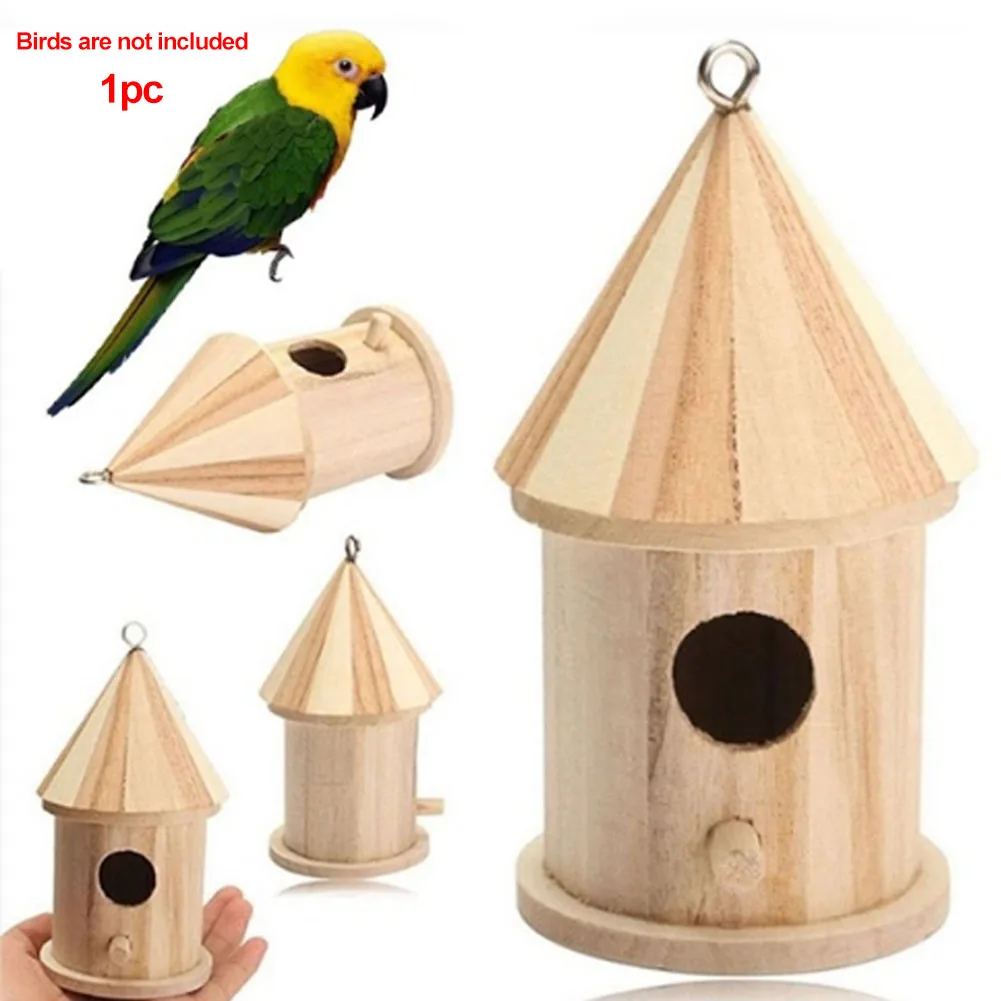 

Bird House Home Craft Wooden Decorative Hole Breathable Outdoor Garden Durable Hanging Nest Box Parrot Solid Breeding