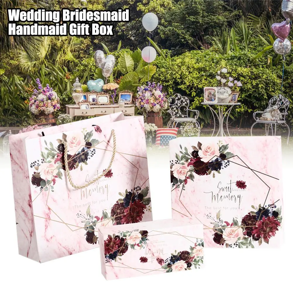 

Wedding Bridesmaid Gift Box Flower Pattern Beautiful Birthday Wedding Party Decoration Bridesmaid Gift Box Candy Chocolate Box