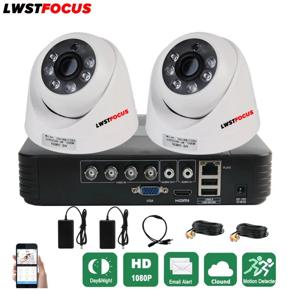 LWSTFOCUS 2CH система видеонаблюдения 1080P HDMI AHD CCTV DVR 2 шт. 0 МП уличная инфракрасная