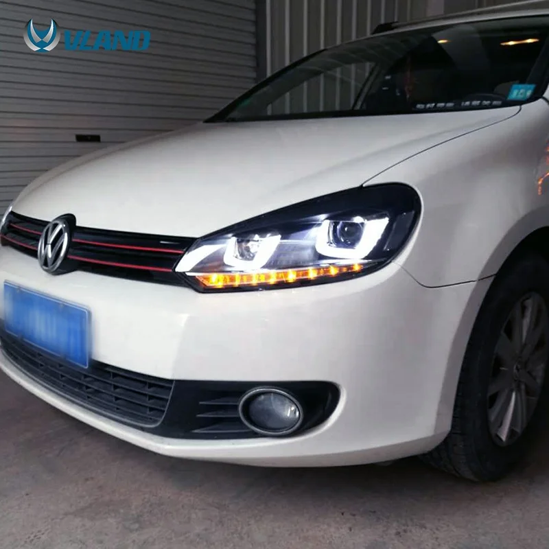 Светодиодный головной фонарь U style Angel eyes для VOLKSWAGEN Golf 6 MK6 фары 2010- Биксеноновые линзы двойной луч HID комплект