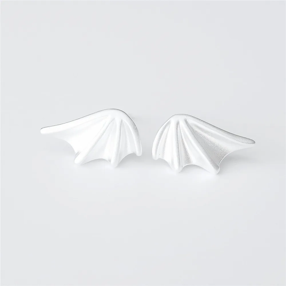 dull polish dragon wings earring 100% 925 Sterling silver Jewelry fashion Hypoallergenic Stud earrings for women gift
